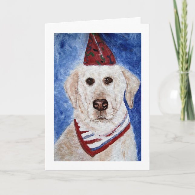Karte, Labrador mit Party-Hut Karte (Vorderseite)