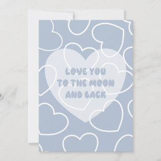 Karte Liebe dich bis zum Mond und zurück (Blau)