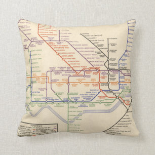 Karte Londons der Untergrund-Eisenbahnen Kissen