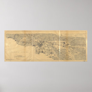 Karte Los Angeles & San Gabriel Mountains (1915) Poster