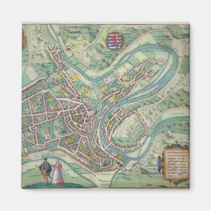 Karte Luxemburgs von "Civitates Orbis Terrarum" Magnet