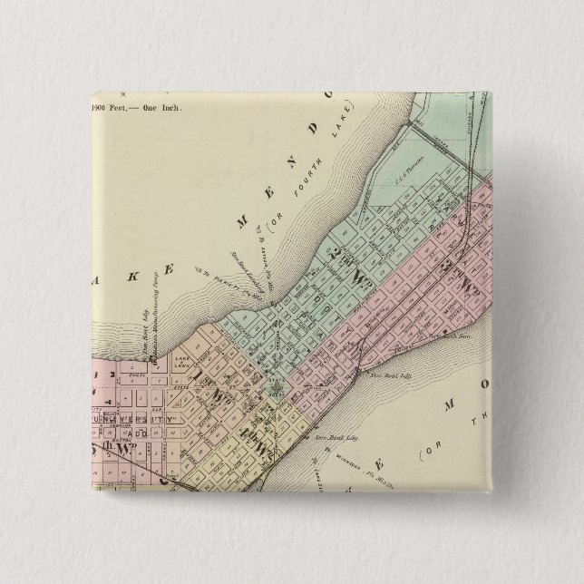Karte Madison, Wisconsin Button (Vorderseite)