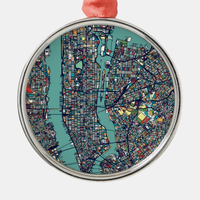 Karte Manhattans New York Ornament Aus Metall (Vorne)