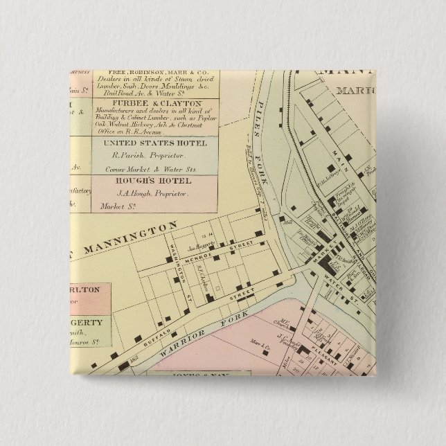 Karte Mannington, West Virginia Button (Vorderseite)