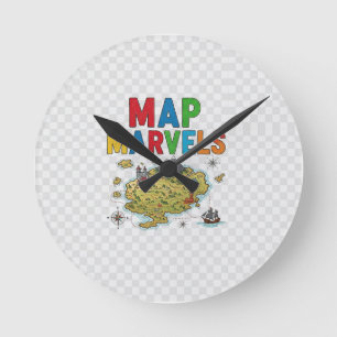 Karte Marvels. Runde Wanduhr