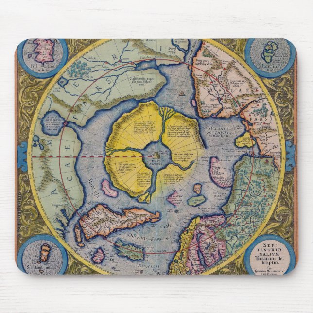Karte Mercators Nordpol des 16. Jahrhunderts Mousepad (Vorne)