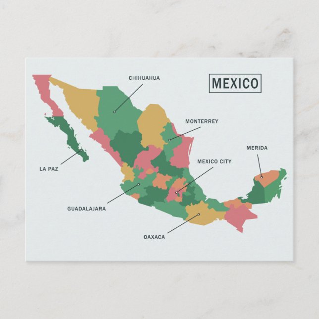 Karte Mexikos Postkarte (Vorderseite)