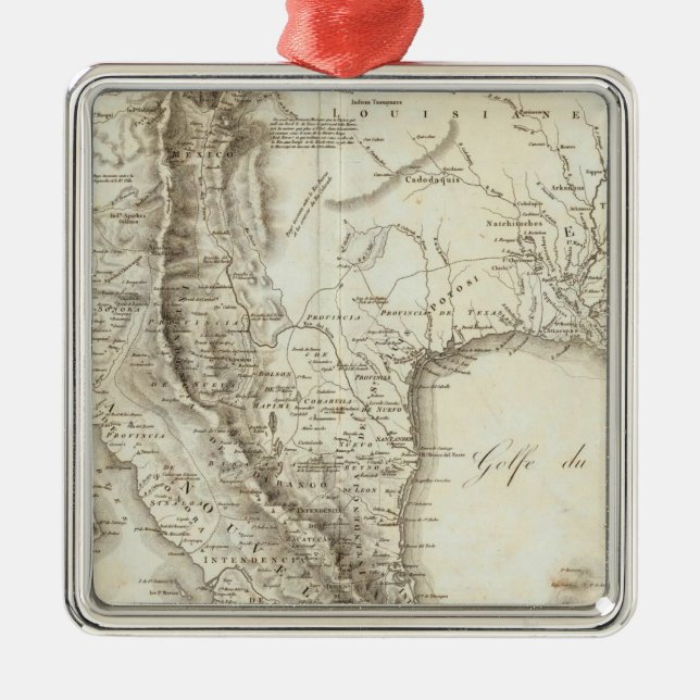 Karte Mexikos und der Nachbarländer Silbernes Ornament (Vorne)