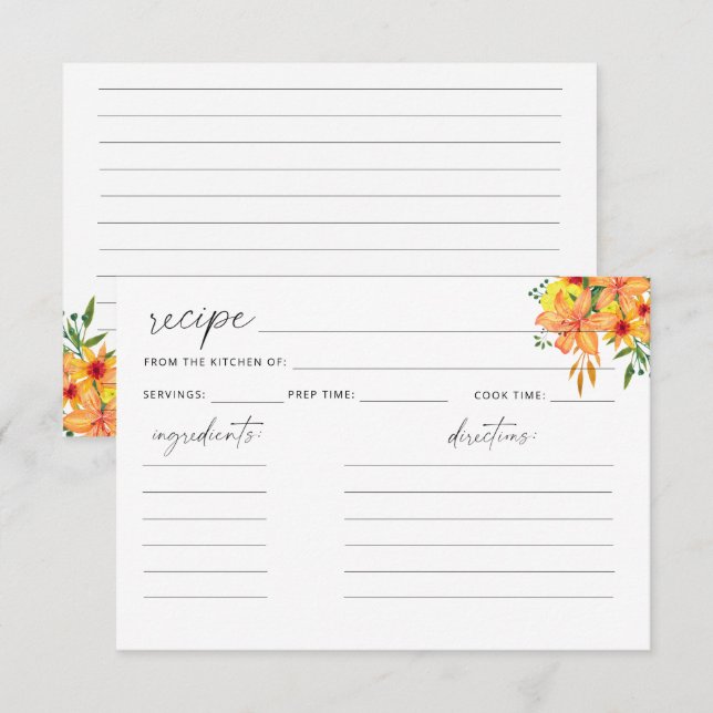 Karte mit Blumenrezepten (Vorne/Hinten)