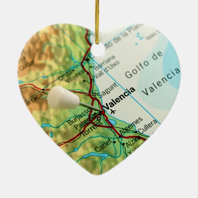 Karte mit Button mit Hinweis auf die Stadt Valenci Keramikornament (Hinten)