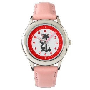 Karte mit Cartoon-Katze Armbanduhr