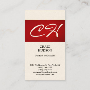 Karte mit creme-rotem Streifen-Monogramm für moder