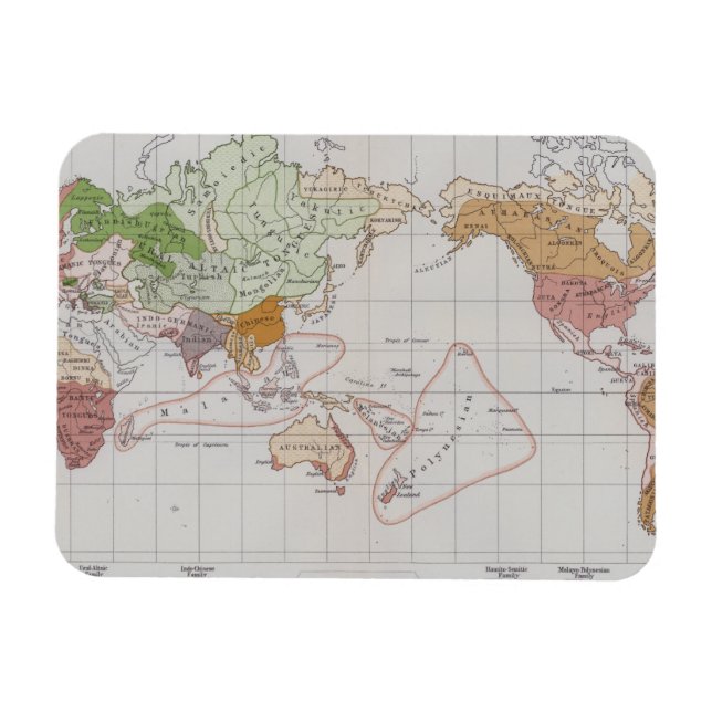 Karte mit den Sprachen der Welt Magnet (Horizontal)