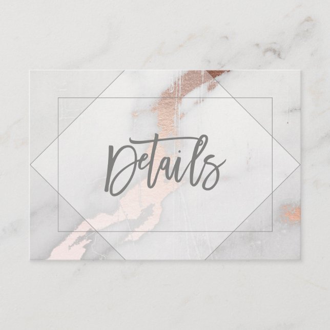 KARTE MIT DETAILS ZU MARMOR UND ROSE GOLD WEDD (Vorderseite)