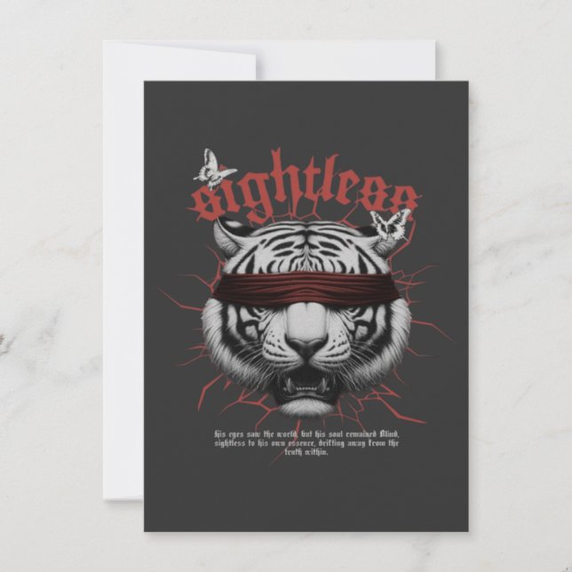 Karte mit edlem weißen Tiger: Dunkle Ästhetik (Vorderseite)