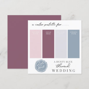Karte mit Farbpalette aus dusty blue mauve und bla