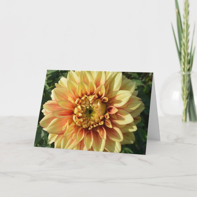 Karte mit gelber Dahlie (Vorderseite)