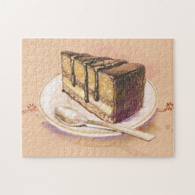 Karte mit gemaltem Aquarellkuchen (Horizontal)