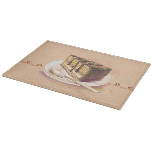 Karte mit gemaltem Aquarellkuchen Schneidebrett