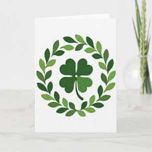 Karte mit Grünblatt-Muster und Glückwunsch