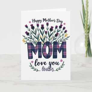 Karte mit kariertem Muster und floraler Illustrati