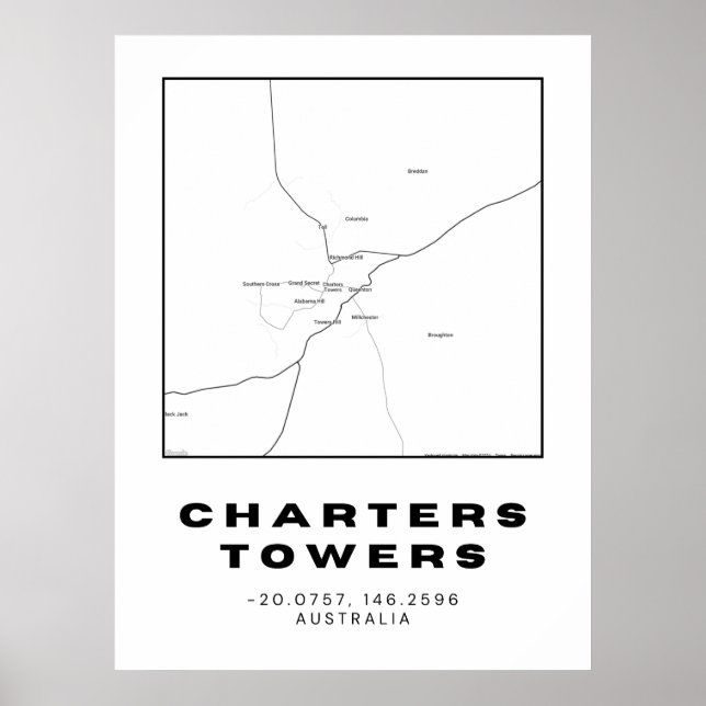 Karte mit Minimalistischen Charters Towers mit Koo Poster (Vorne)