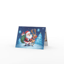 Karte mit Weihnachtsschrift und Weihnachtsbildern
