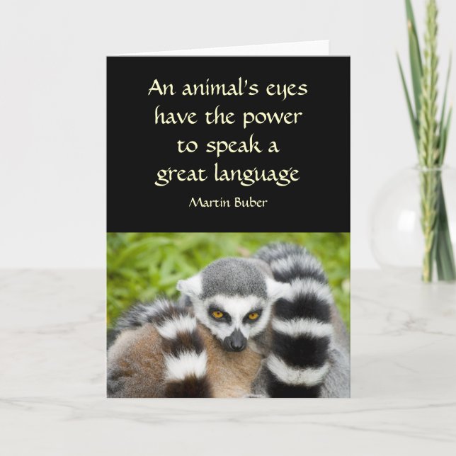 Karte mit Zitat - Niedlicher Lemur Stripey Schwanz (Vorderseite)