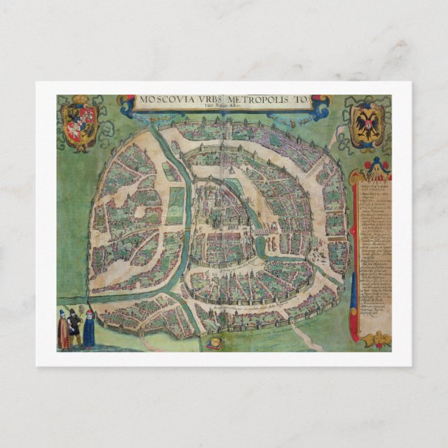Karte Moskaus, von "Civitates Orbis Terrarum" von (Vorderseite)
