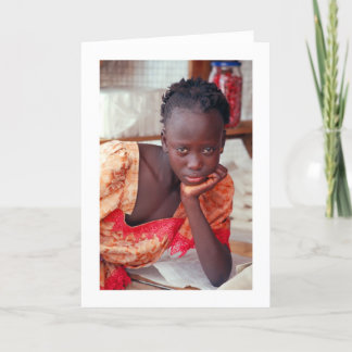 Karte, nachdenkliches Kind zu Hause, Banjul, Karte
