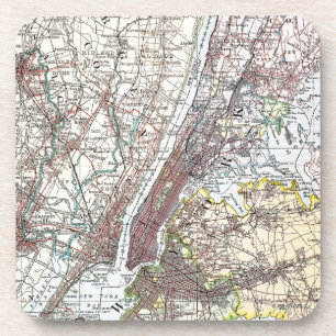 Karte: New York-area, 1906 Getränkeuntersetzer