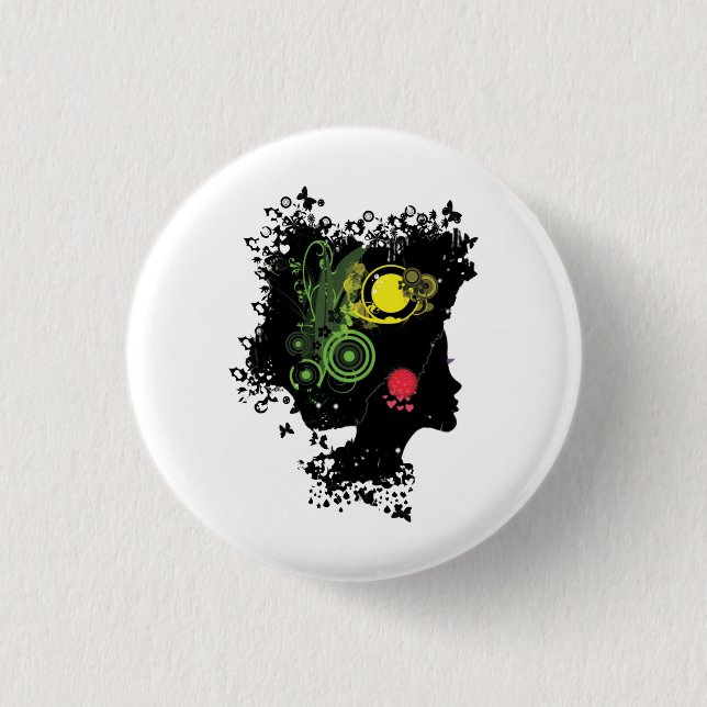 Karte Nigerias Frauen-Haarstil-Round-Button Button (Vorderseite)
