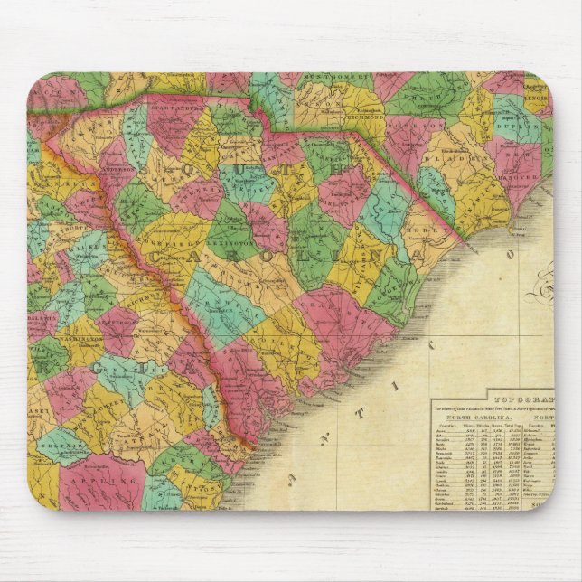 Karte Nord- und Südkarolina und Georgien Mousepad (Vorne)