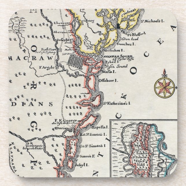 Karte: Nordamerika, C1700 Getränkeuntersetzer (Vorderseite)