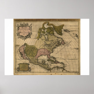 Karte Nordamerikas datiert 1694 Poster