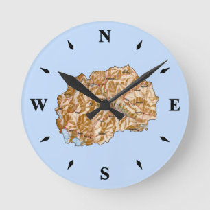 Karte Nordmakedonien Runde Wanduhr