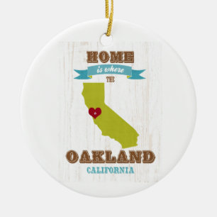 Karte Oaklands, Kalifornien - Zuhause ist wo das Keramik Ornament