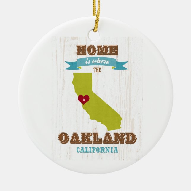 Karte Oaklands, Kalifornien - Zuhause ist wo das Keramik Ornament (Vorne)