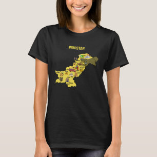 Karte pakistanischer Symbole Kultur und Land T-Shirt
