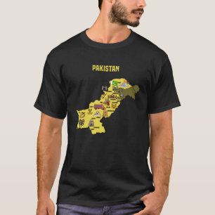 Karte pakistanischer Symbole Kultur und Land T-Shirt