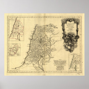 Karte Palästinas, der Stämme und Jerusalems (178 Poster