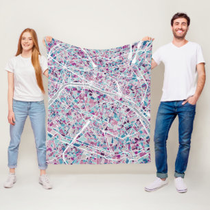 Karte Paris Frankreich Fleecedecke
