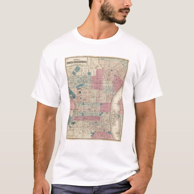 Karte Philadelphias, Pennsylvania T-Shirt (Vorderseite)