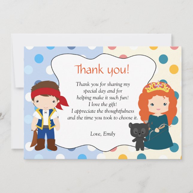 Karte Piraten-Prinzessin-Thank You Note (Vorderseite)