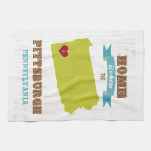 Karte Pittsburghs, Pennsylvania - Zuhause ist wo Handtuch