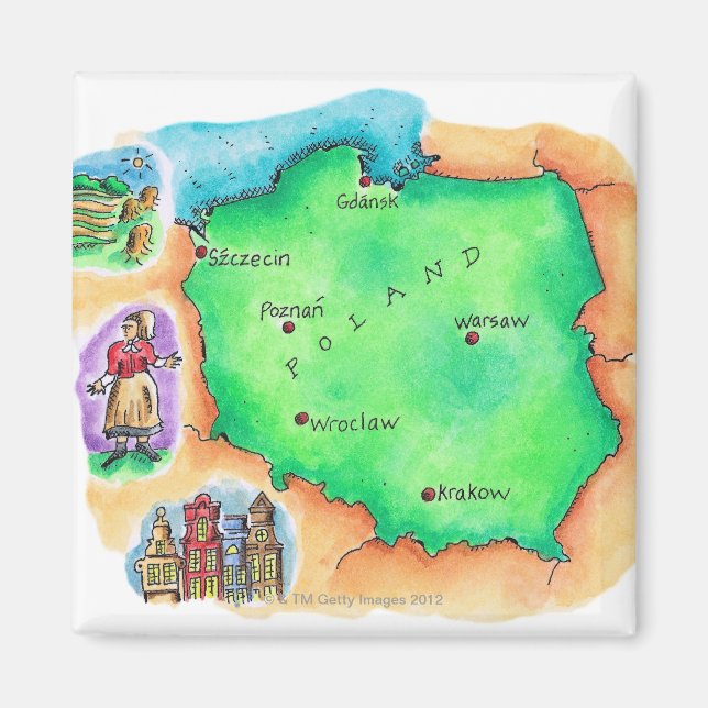 Karte Polens Magnet (Vorne)