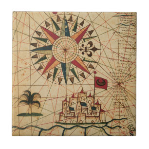 Karte Portolan Diagramm- von Kairo, Ägypten Fliese