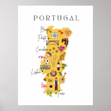Karte Portugals mit den wichtigsten Städten und ve