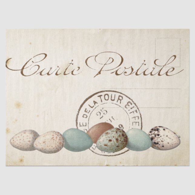 Karte Postale Bird Set 1 von 4 (Postmarkeneier) Seidenpapier (Vorderseite)