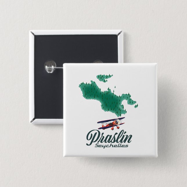 Karte Praslin Seychelles Button (Vorne & Hinten)